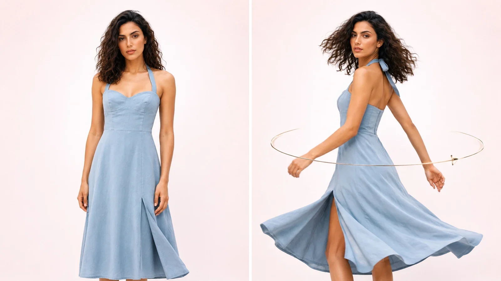 A still photo turning into a short on-model video