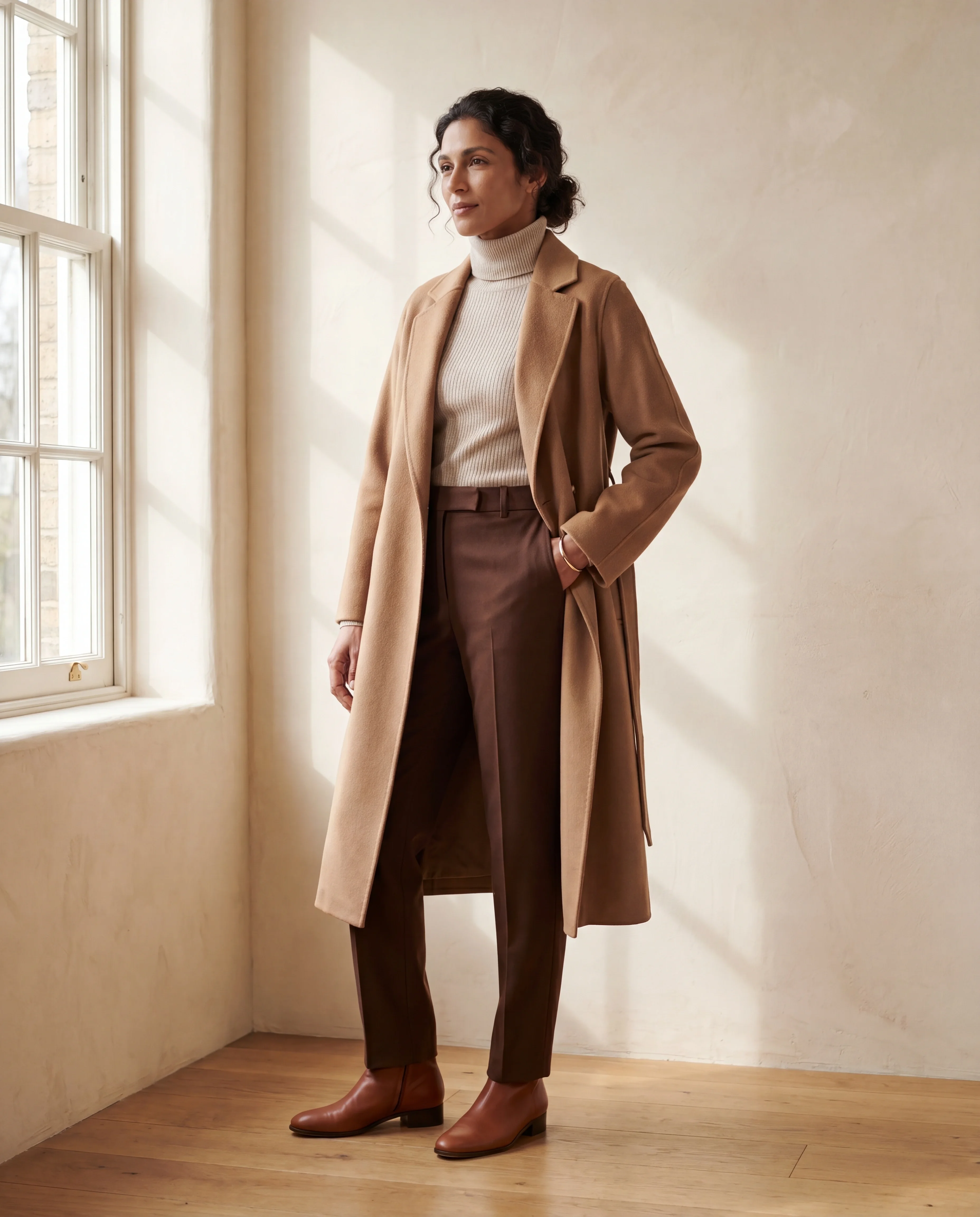 Garment worn by an AI model in a studio