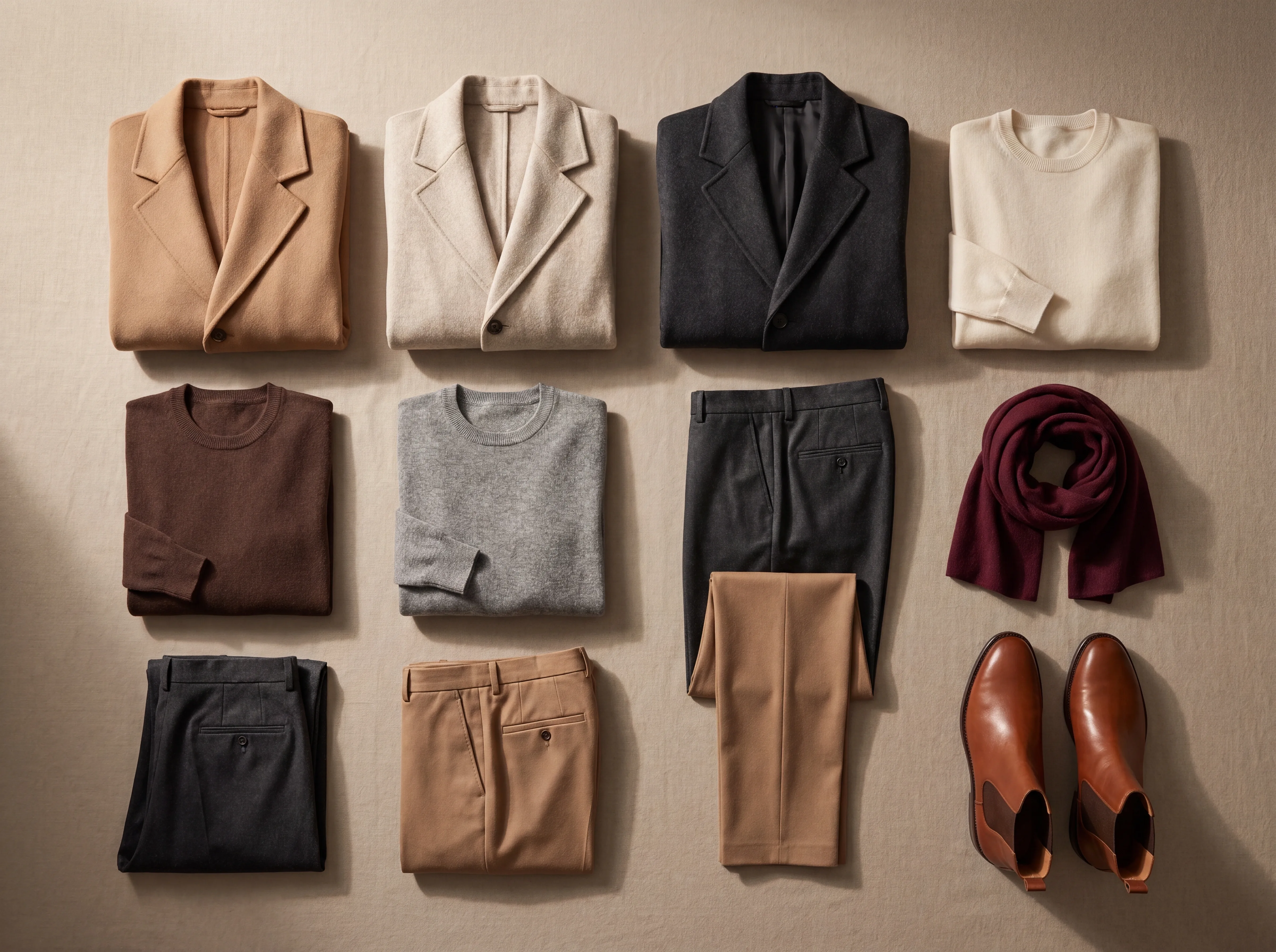 An overhead flat-lay of a full collection of garments, ready to upload